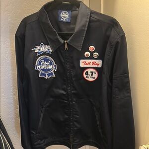 Pabst Blue Ribbon Black Jacket with Patches